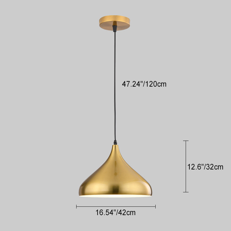 Traditional Vintage Geometric Cone Dome Aluminum 1-Light Pendant Light For Dining Room