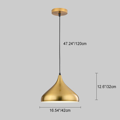 Traditional Vintage Geometric Cone Dome Aluminum 1-Light Pendant Light For Dining Room