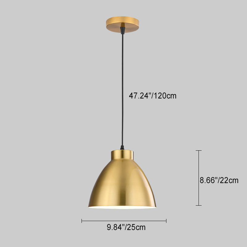 Traditional Vintage Geometric Cone Dome Aluminum 1-Light Pendant Light For Dining Room