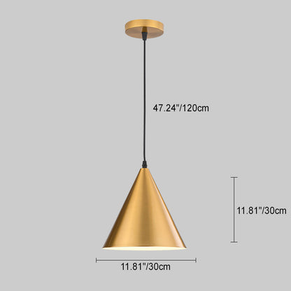 Traditional Vintage Geometric Cone Dome Aluminum 1-Light Pendant Light For Dining Room