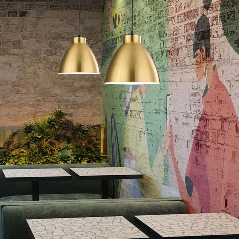 Traditional Vintage Geometric Cone Dome Aluminum 1-Light Pendant Light For Dining Room