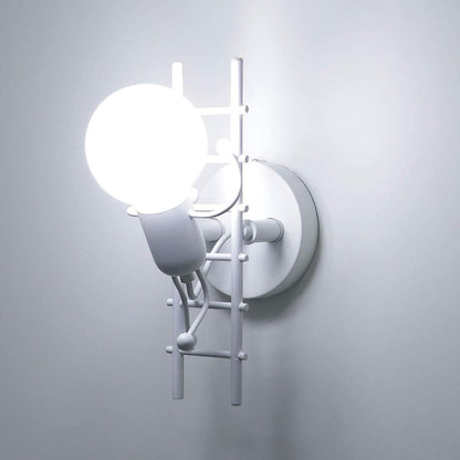Contemporary Creative Humanoid Ladder Iron 1-Light Wall Sconce Lamp For Living Room