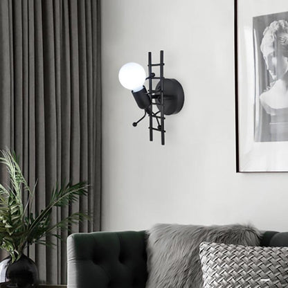Contemporary Creative Humanoid Ladder Iron 1-Light Wall Sconce Lamp For Living Room