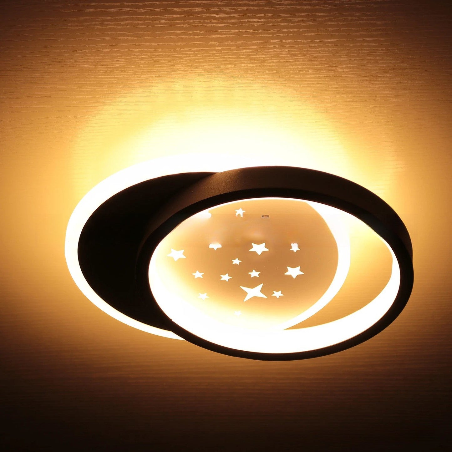Modern Minimalist Star Geometric Round Iron Acrylic LED Semi-Flush Mount Ceiling Light For Bedroom