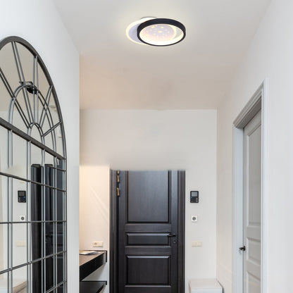 Modern Minimalist Star Geometric Round Iron Acrylic LED Semi-Flush Mount Ceiling Light For Bedroom