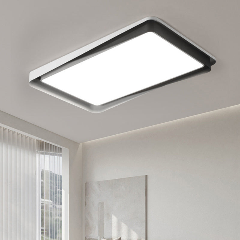 Modern Simplicity Iron Acrylic Square Round Rectangular LED Flush Mount Ceiling Light For Living Room