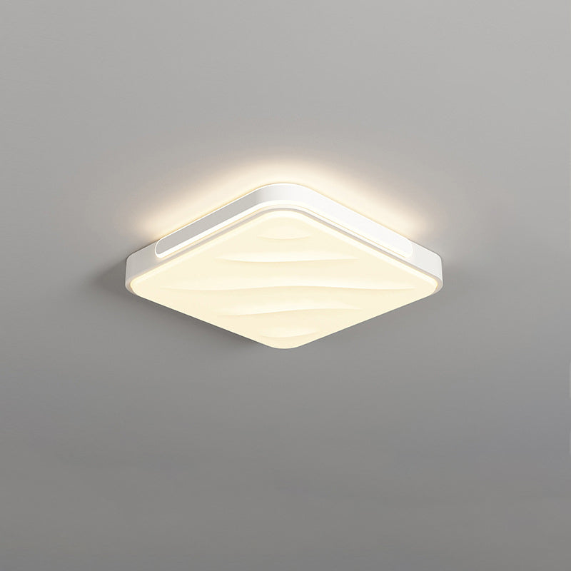 Modern Minimalist Round Square Rectangle Triangle Iron Frame Acrylic PVC Shade LED Flush Mount Ceiling Light For Living Room