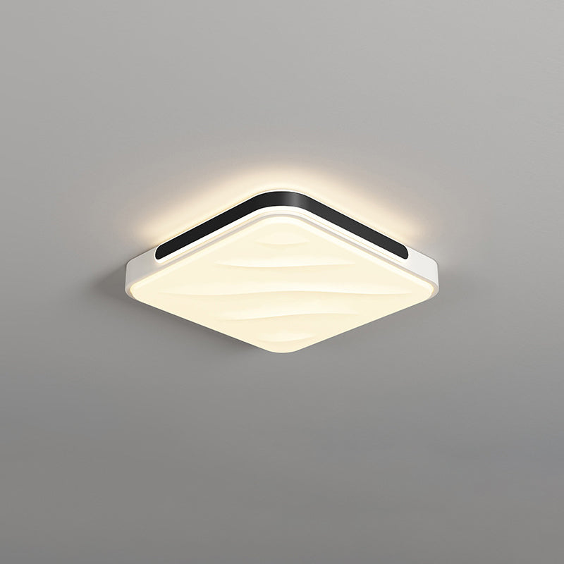 Modern Minimalist Round Square Rectangle Triangle Iron Frame Acrylic PVC Shade LED Flush Mount Ceiling Light For Living Room