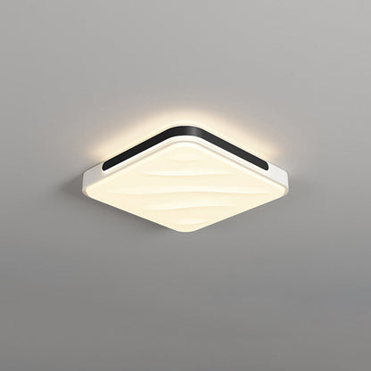 Modern Minimalist Round Square Rectangle Triangle Iron Frame Acrylic PVC Shade LED Flush Mount Ceiling Light For Living Room