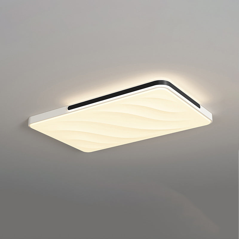 Modern Minimalist Round Square Rectangle Triangle Iron Frame Acrylic PVC Shade LED Flush Mount Ceiling Light For Living Room