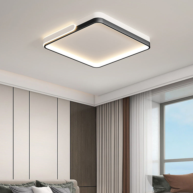 Modern Minimalist Round Square Rectangle Triangle Iron Frame Acrylic PVC Shade LED Flush Mount Ceiling Light For Living Room