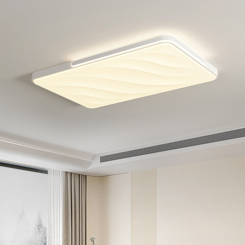 Modern Minimalist Round Square Rectangle Triangle Iron Frame Acrylic PVC Shade LED Flush Mount Ceiling Light For Living Room