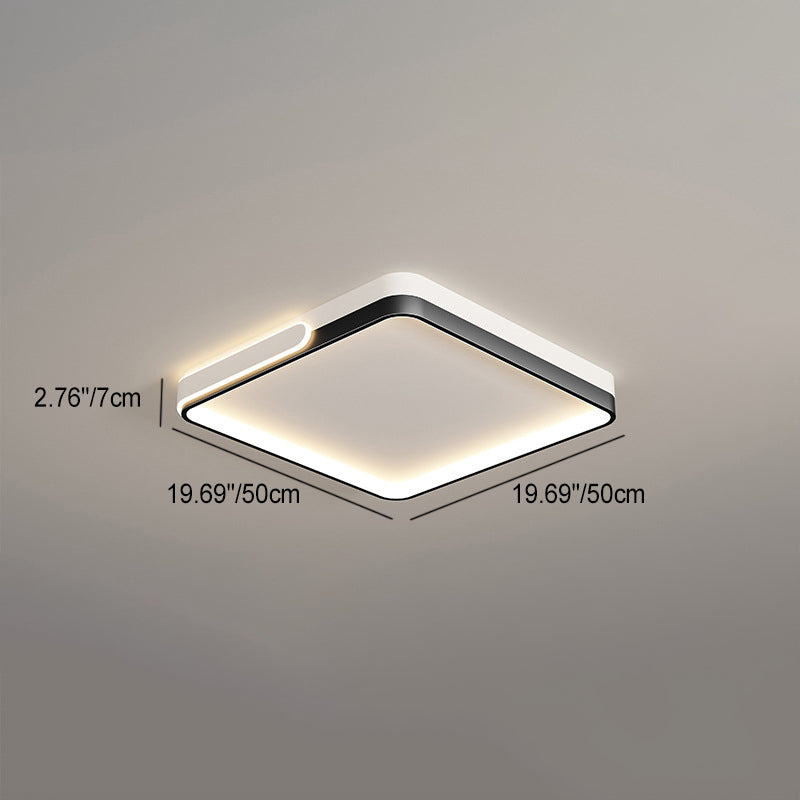 Modern Minimalist Round Square Rectangle Triangle Iron Frame Acrylic PVC Shade LED Flush Mount Ceiling Light For Living Room
