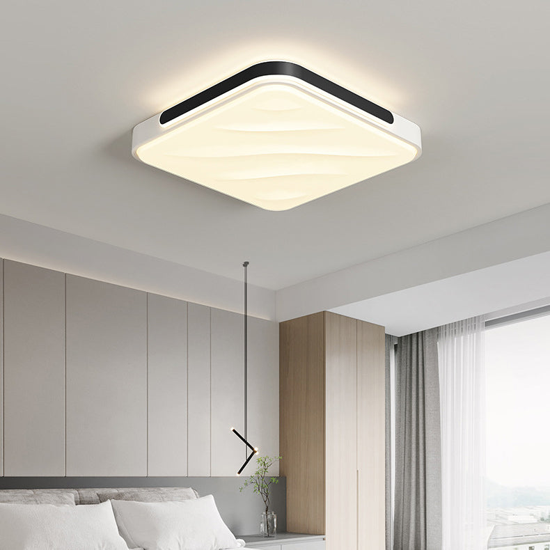 Modern Minimalist Round Square Rectangle Triangle Iron Frame Acrylic PVC Shade LED Flush Mount Ceiling Light For Living Room