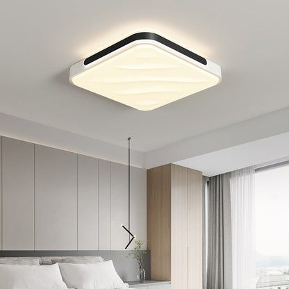 Modern Minimalist Round Square Rectangle Triangle Iron Frame Acrylic PVC Shade LED Flush Mount Ceiling Light For Living Room