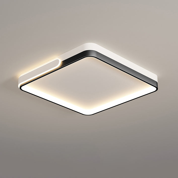 Modern Minimalist Round Square Rectangle Triangle Iron Frame Acrylic PVC Shade LED Flush Mount Ceiling Light For Living Room