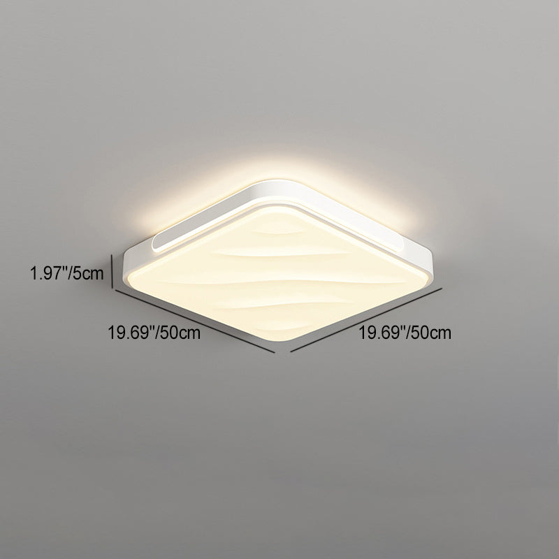 Modern Minimalist Round Square Rectangle Triangle Iron Frame Acrylic PVC Shade LED Flush Mount Ceiling Light For Living Room