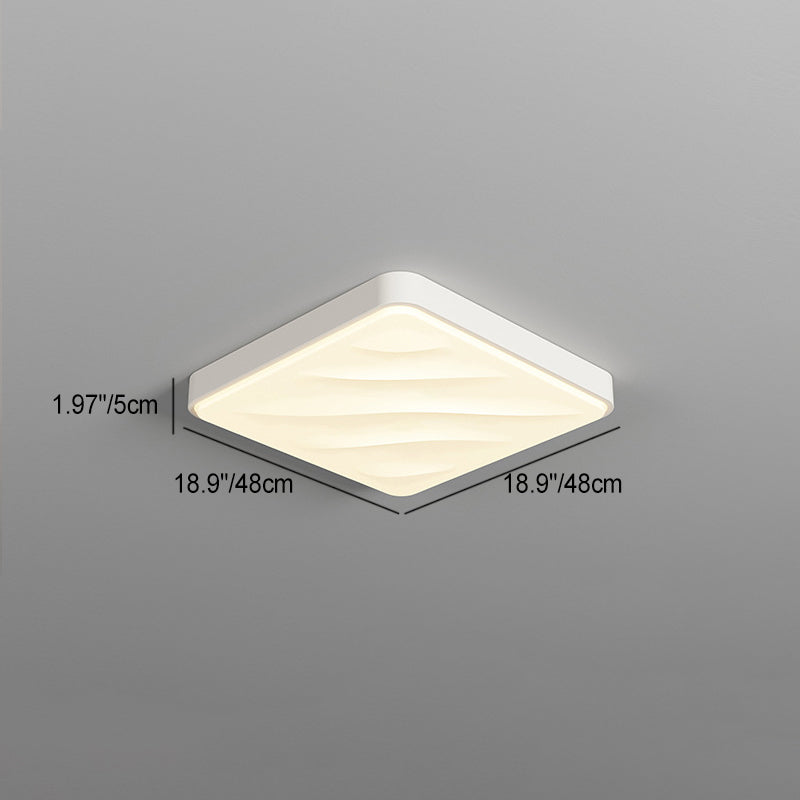 Modern Minimalist Round Square Rectangle Triangle Iron Frame Acrylic PVC Shade LED Flush Mount Ceiling Light For Living Room