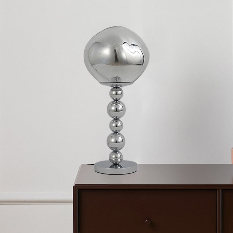 Modern Luxury Beaded Column Aluminum Acrylic 1-Light Table Lamp For Bedroom