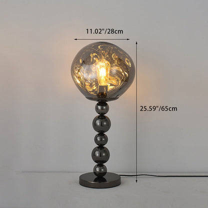 Modern Luxury Beaded Column Aluminum Acrylic 1-Light Table Lamp For Bedroom