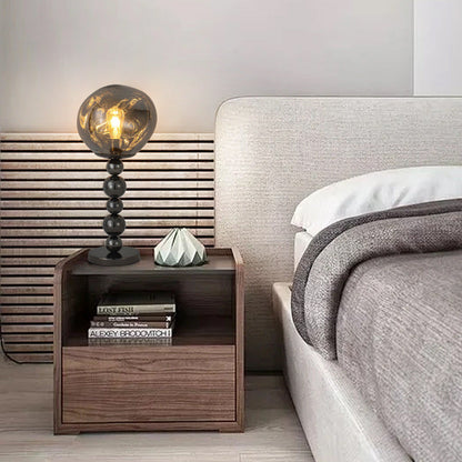 Modern Luxury Beaded Column Aluminum Acrylic 1-Light Table Lamp For Bedroom