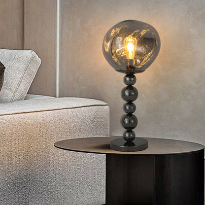 Modern Luxury Beaded Column Aluminum Acrylic 1-Light Table Lamp For Bedroom