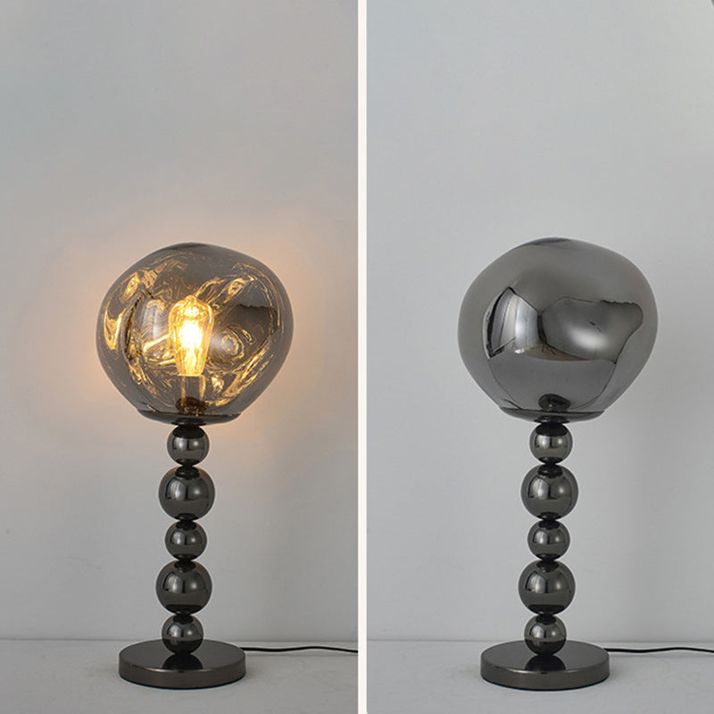 Modern Luxury Beaded Column Aluminum Acrylic 1-Light Table Lamp For Bedroom