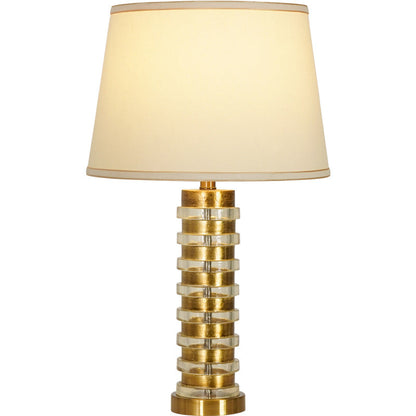 Modern Luxury Stacked Column Shape Hardware Resin Fabric 1-Light Table Lamp For Bedroom