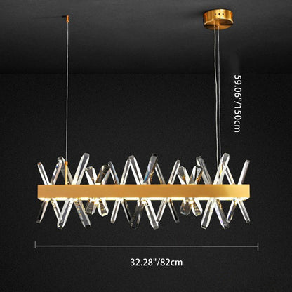 ثريات كريستال LED مستطيلة الشكل من الفولاذ المقاوم للصدأ بتصميم عصري فاخر لغرفة الطعام