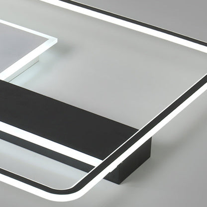 Contemporary Creative Iron Aluminum Acrylic Square Black And White Rectangle Splicing LED Semi-Flush Mount Ceiling Light For Bedroom