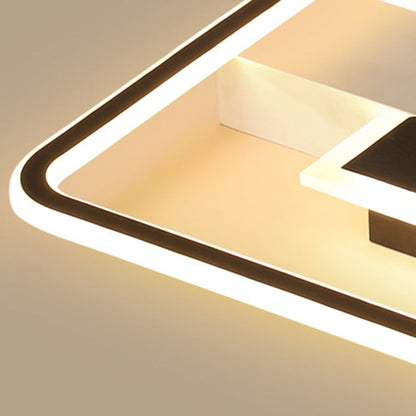Contemporary Creative Iron Aluminum Acrylic Square Black And White Rectangle Splicing LED Semi-Flush Mount Ceiling Light For Bedroom