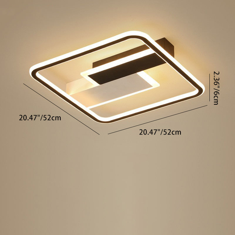 Contemporary Creative Iron Aluminum Acrylic Square Black And White Rectangle Splicing LED Semi-Flush Mount Ceiling Light For Bedroom