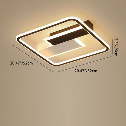 Contemporary Creative Iron Aluminum Acrylic Square Black And White Rectangle Splicing LED Semi-Flush Mount Ceiling Light For Bedroom