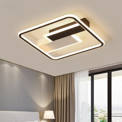 Contemporary Creative Iron Aluminum Acrylic Square Black And White Rectangle Splicing LED Semi-Flush Mount Ceiling Light For Bedroom