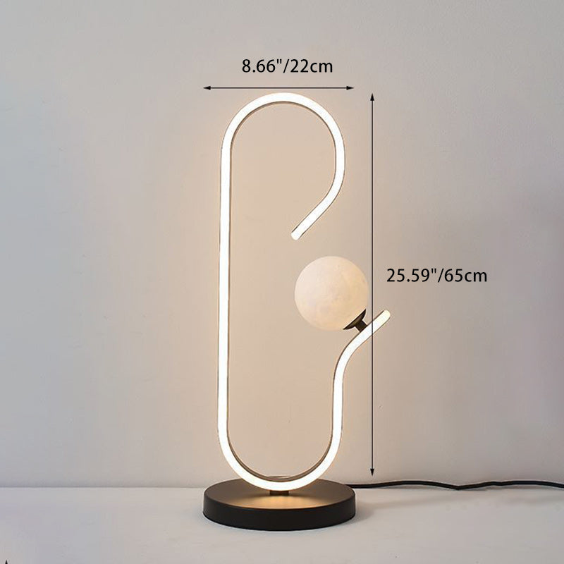 Contemporary Creative Decorative Curved Line Iron Acrylic Aluminum Silicone LED Table Lamp For Bedroom