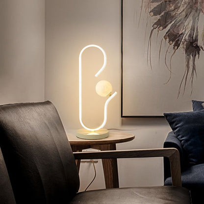 Contemporary Creative Decorative Curved Line Iron Acrylic Aluminum Silicone LED Table Lamp For Bedroom