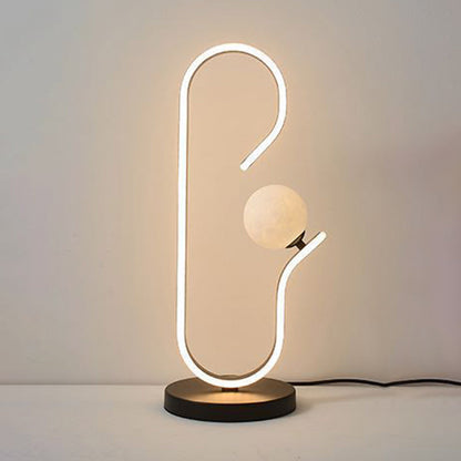 Contemporary Creative Decorative Curved Line Iron Acrylic Aluminum Silicone LED Table Lamp For Bedroom