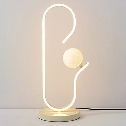 Contemporary Creative Decorative Curved Line Iron Acrylic Aluminum Silicone LED Table Lamp For Bedroom