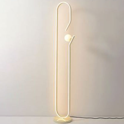 Contemporary Creative Decorative Curved Line Iron Acrylic Aluminum Silicone LED Standing Floor Lamp For Living Room