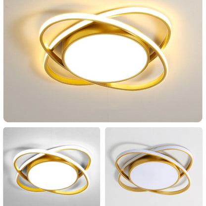 Contemporary Creative Intersecting Ellipse Iron Acrylic LED Flush Mount Ceiling Light For Bedroom