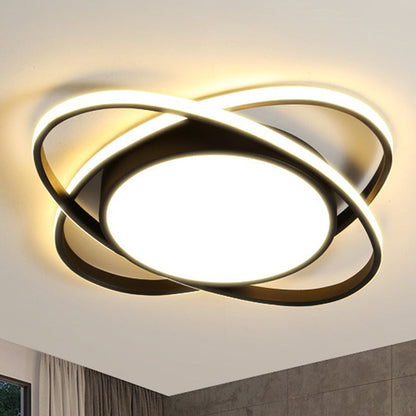 Contemporary Creative Intersecting Ellipse Iron Acrylic LED Flush Mount Ceiling Light For Bedroom