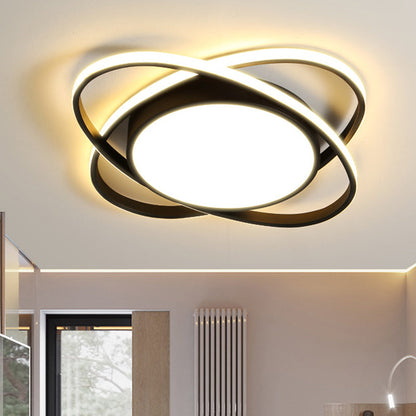 Contemporary Creative Intersecting Ellipse Iron Acrylic LED Flush Mount Ceiling Light For Bedroom