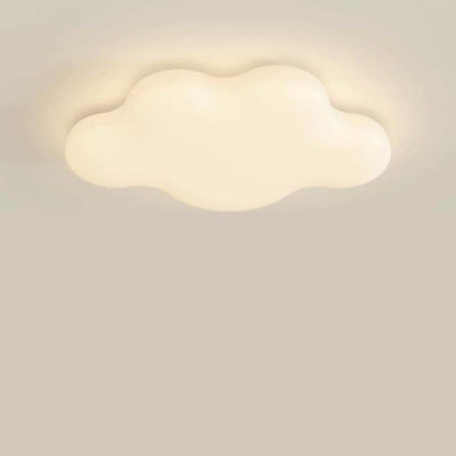Modern Minimalist Cream Cloud Iron PE LED Flush Mount Ceiling Light For Bedroom