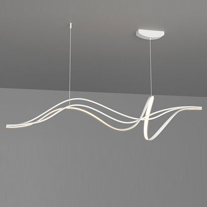 Modern Minimalist Willow Catkin Linear Strip Iron Silicone LED Chandeliers Island Light For Dining Room