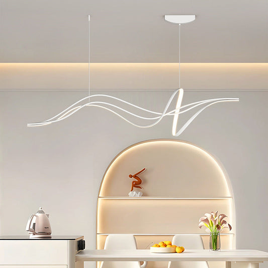 ثريات LED من السيليكون والحديد بتصميم عصري بسيط من خشب الصفصاف وشرائح القطيفة وإضاءة جزيرة لغرفة الطعام 