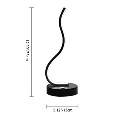 Modern Minimalist Ellipse S Shape Iron Aluminum Silicone LED Table Lamp For Bedroom