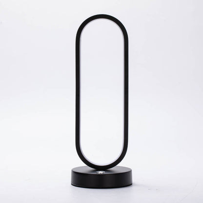 Modern Minimalist Ellipse S Shape Iron Aluminum Silicone LED Table Lamp For Bedroom