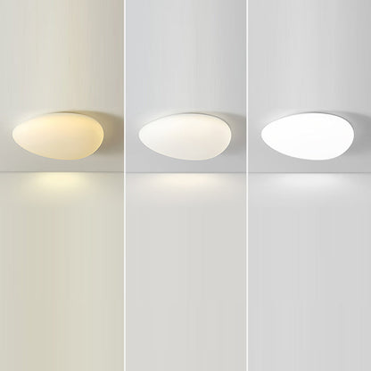 Modern Minimalist Pebble Shape Hardware PE LED Flush Mount Ceiling Light For Bedroom