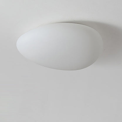 Modern Minimalist Pebble Shape Hardware PE LED Flush Mount Ceiling Light For Bedroom