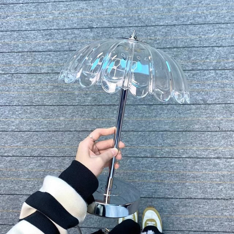 Modern Luxury Transparent Glass Pumpkin Lampshade USB LED Table Lamp For Bedroom